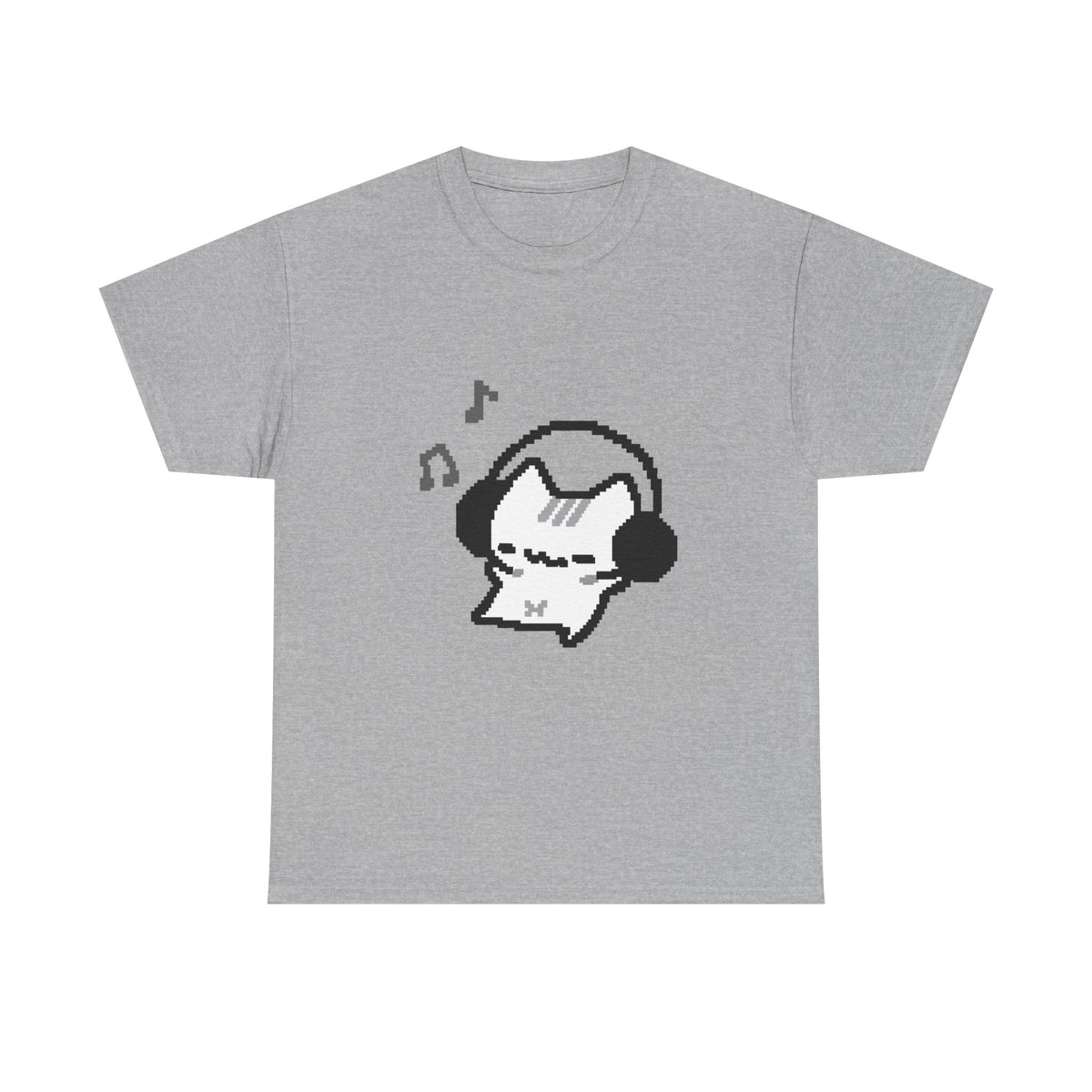 Cute Cat Pixel Headphone Tee - 100% cotton