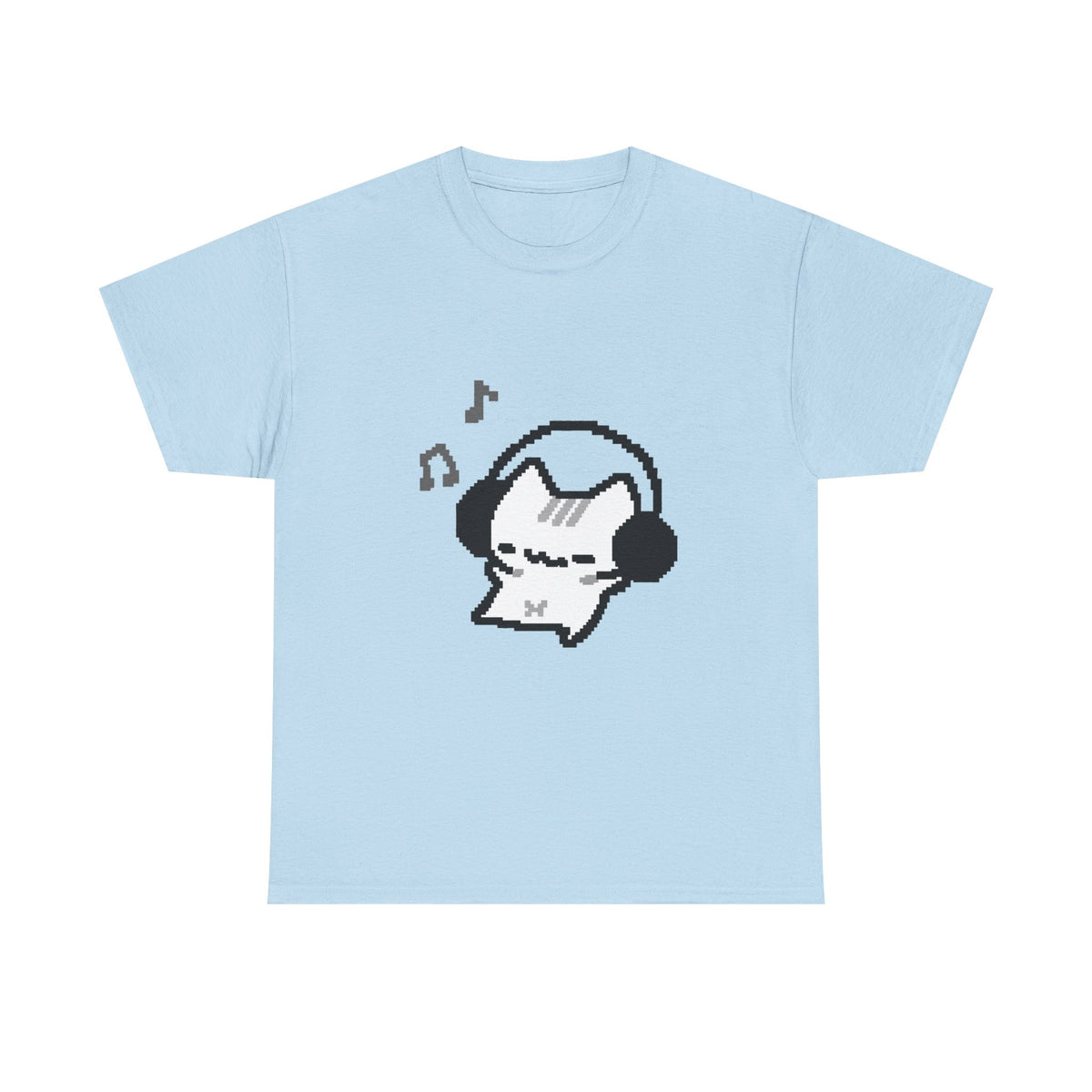 Cute Cat Pixel Headphone Tee - 100% cotton