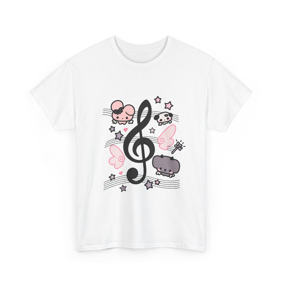 Cute Music Treble Clef Tee Kawaii Notes - 100% cotton