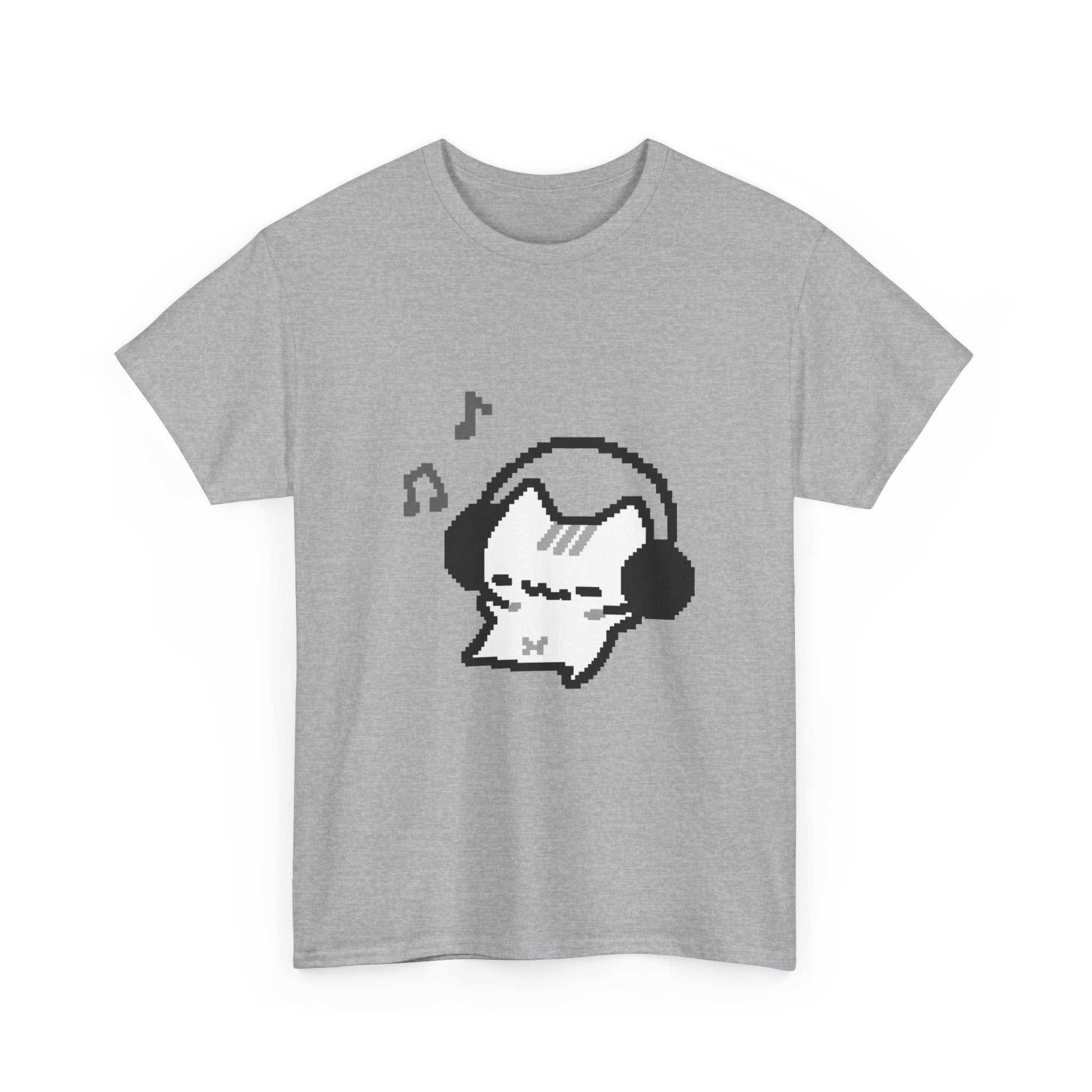 Cute Cat Pixel Headphone Tee - 100% cotton