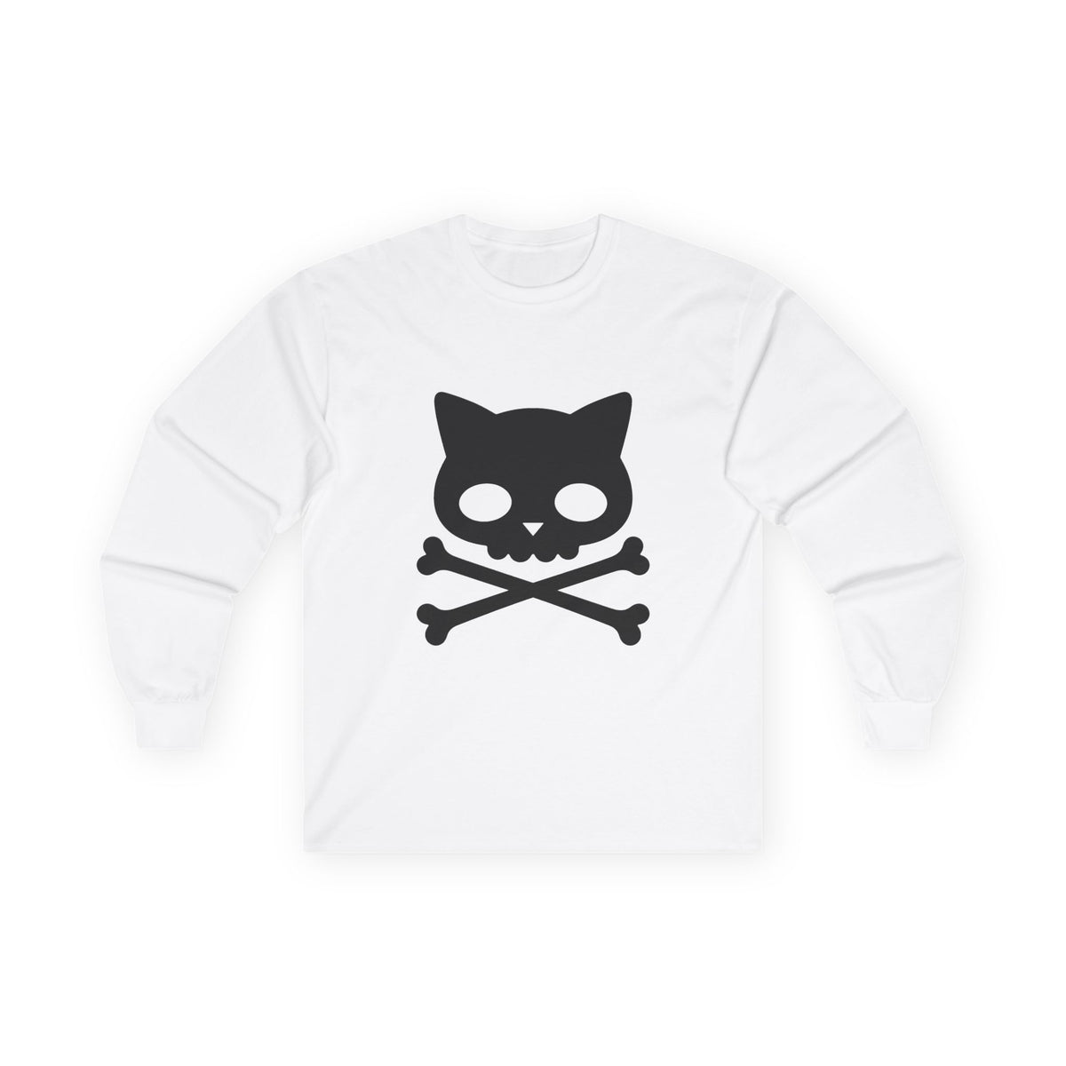 Cat Skull Crossbones Long Sleeve Tee - 100% cotton