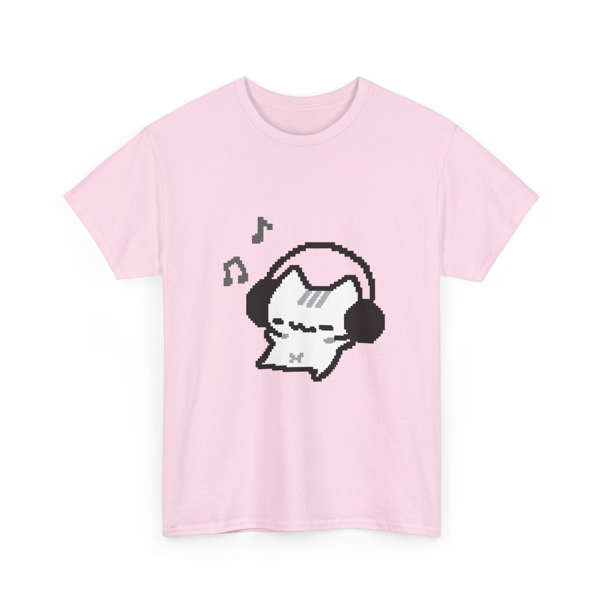 Cute Cat Pixel Headphone Tee - 100% cotton