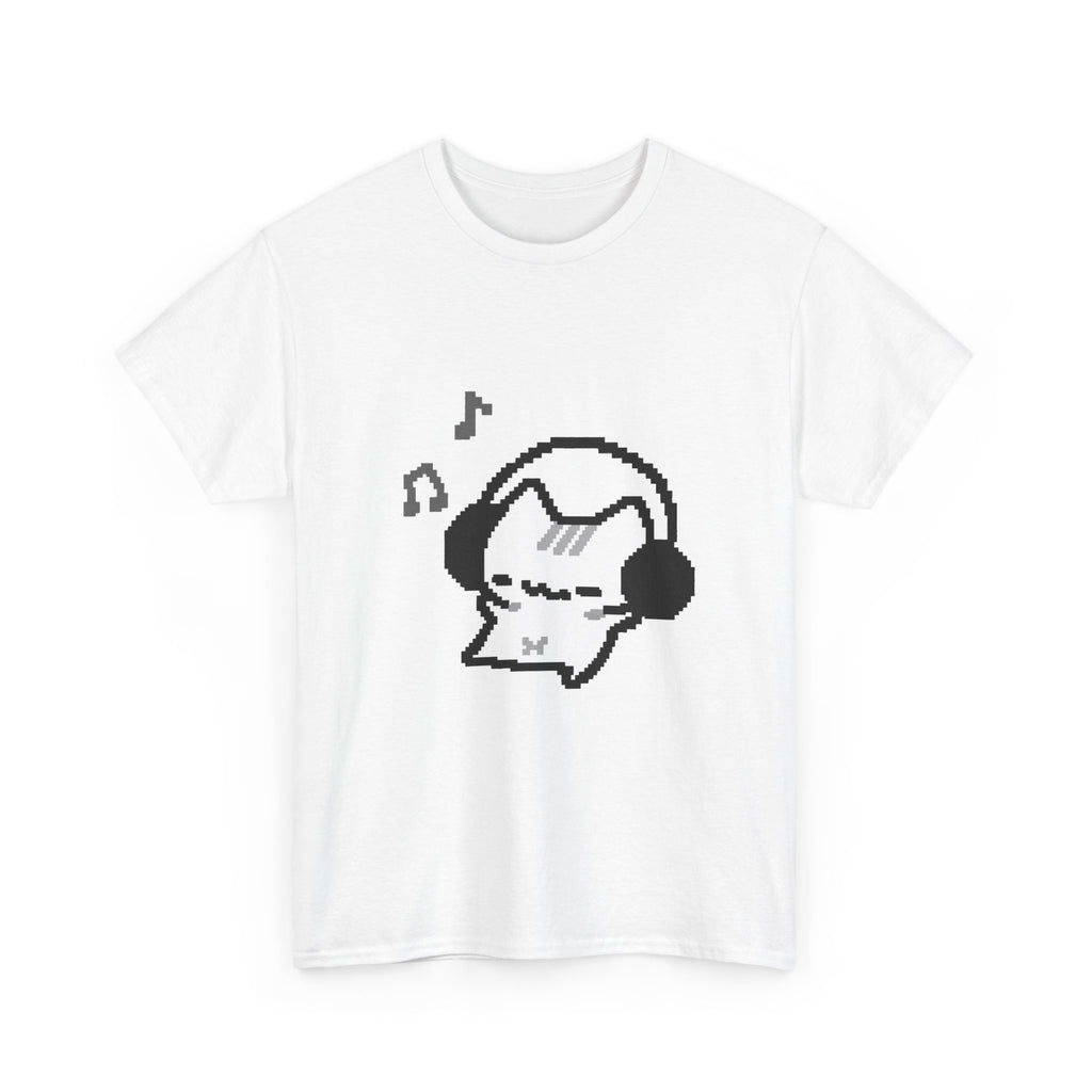 Cute Cat Pixel Headphone Tee - 100% cotton