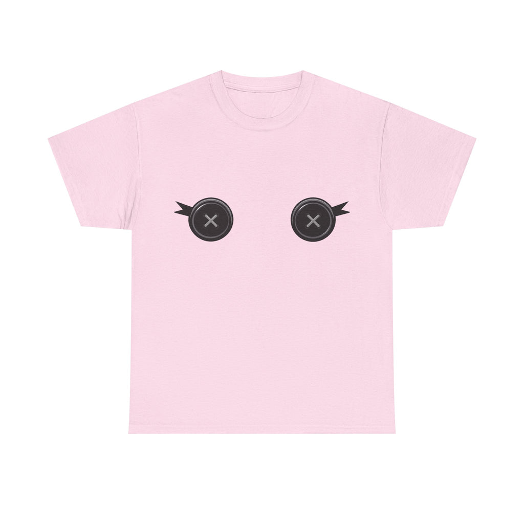 Button Eye Tee — Cute Doll Face Graphic T-Shirt