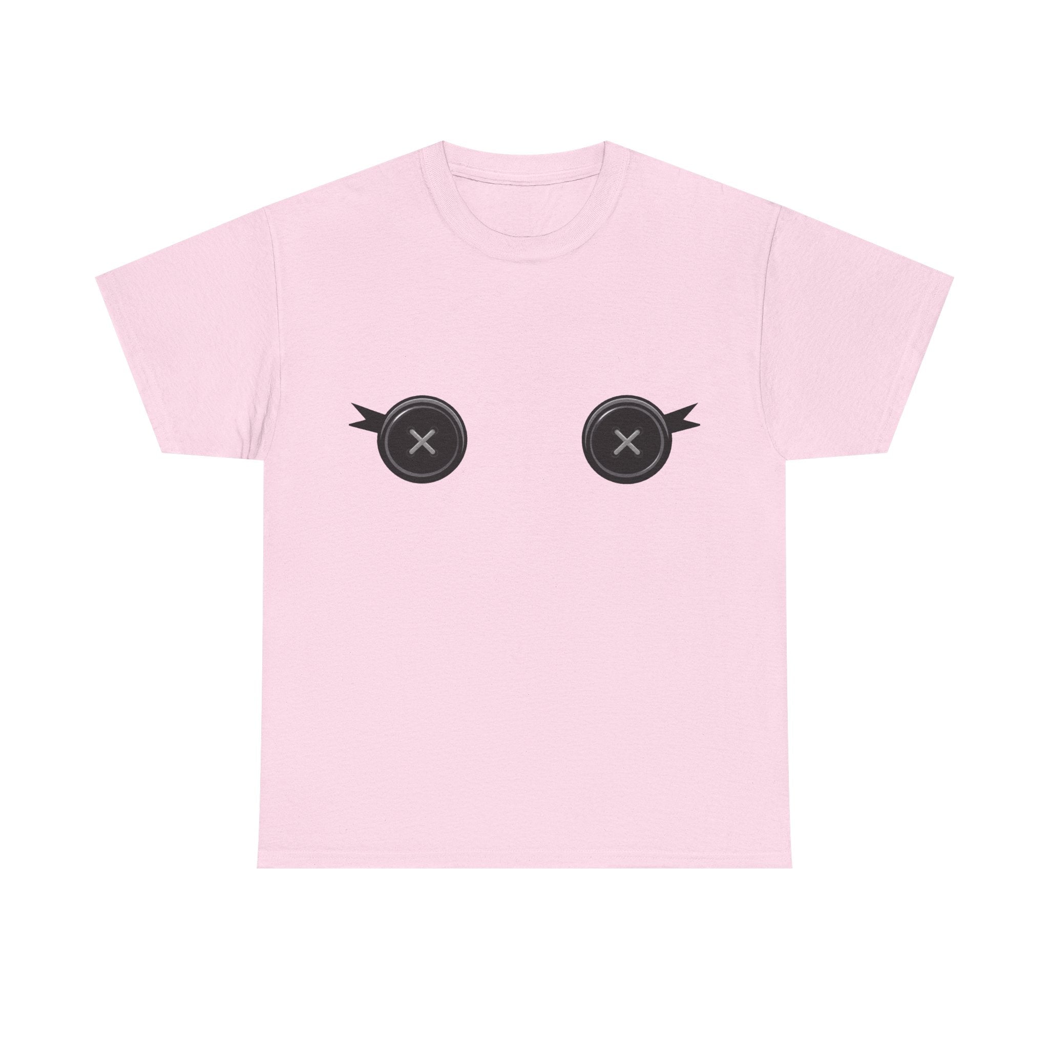Button Eye Tee — Cute Doll Face Graphic T-Shirt