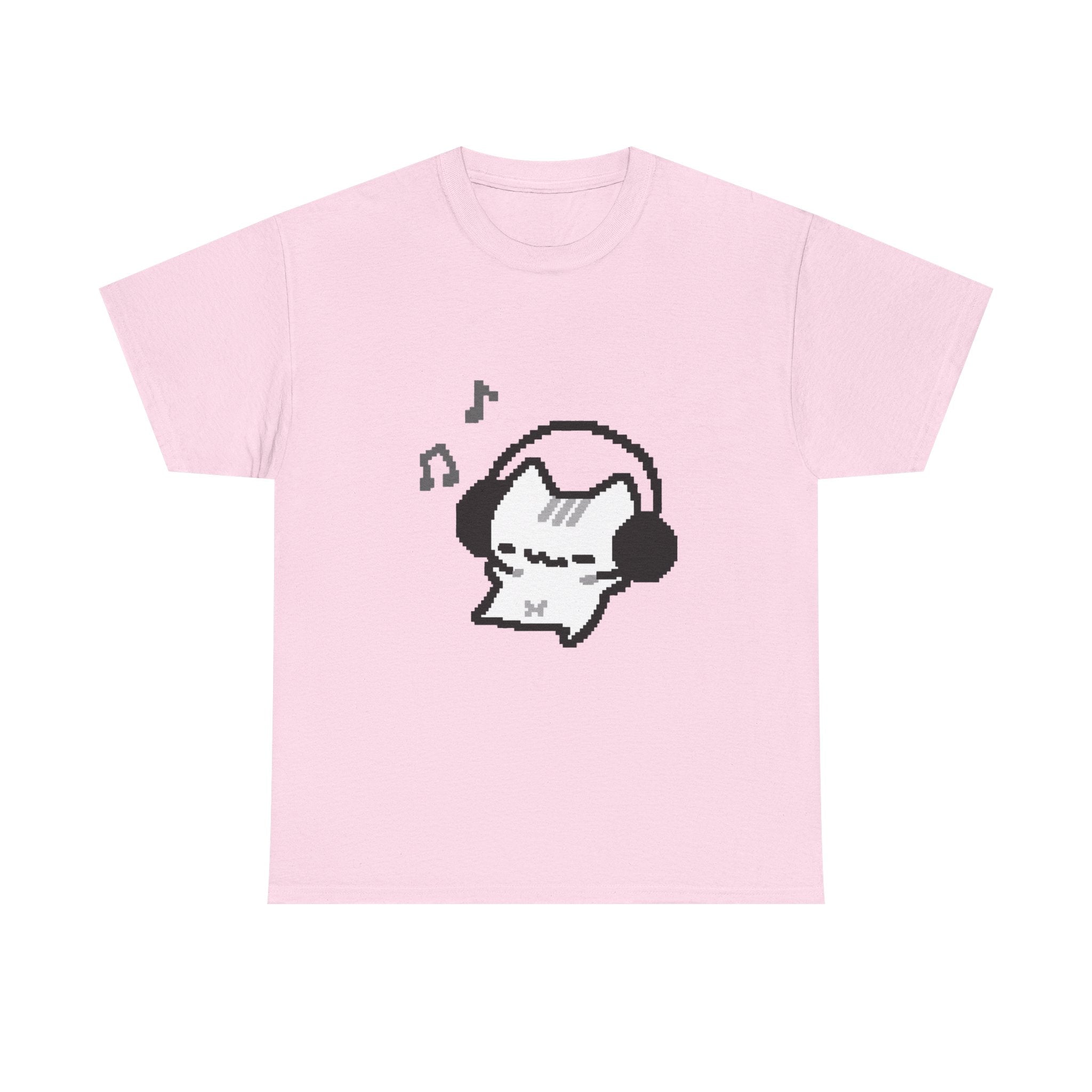 Cute Cat Pixel Headphone Tee - 100% cotton
