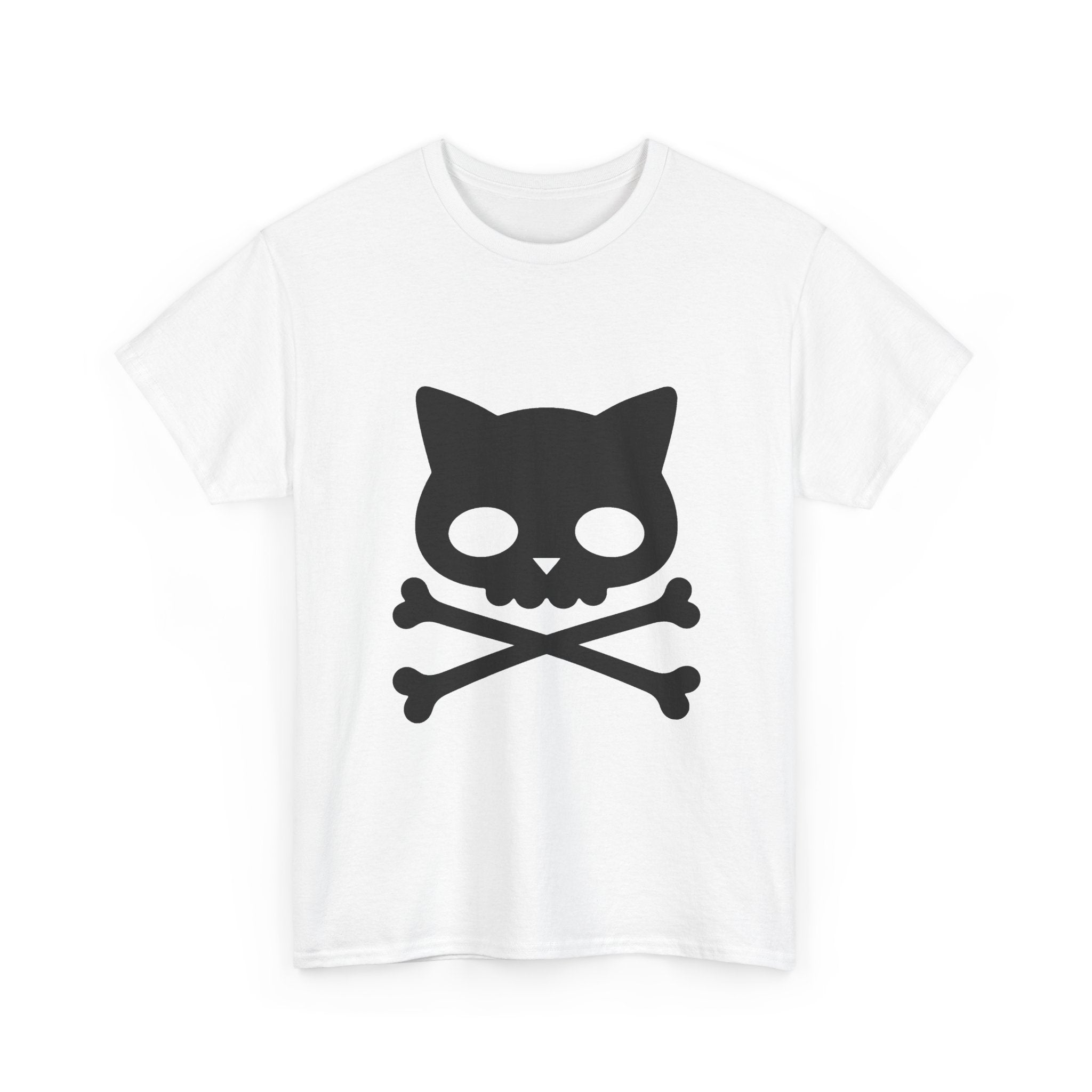 Cat Skull Crossbones Tee - 100% cotton