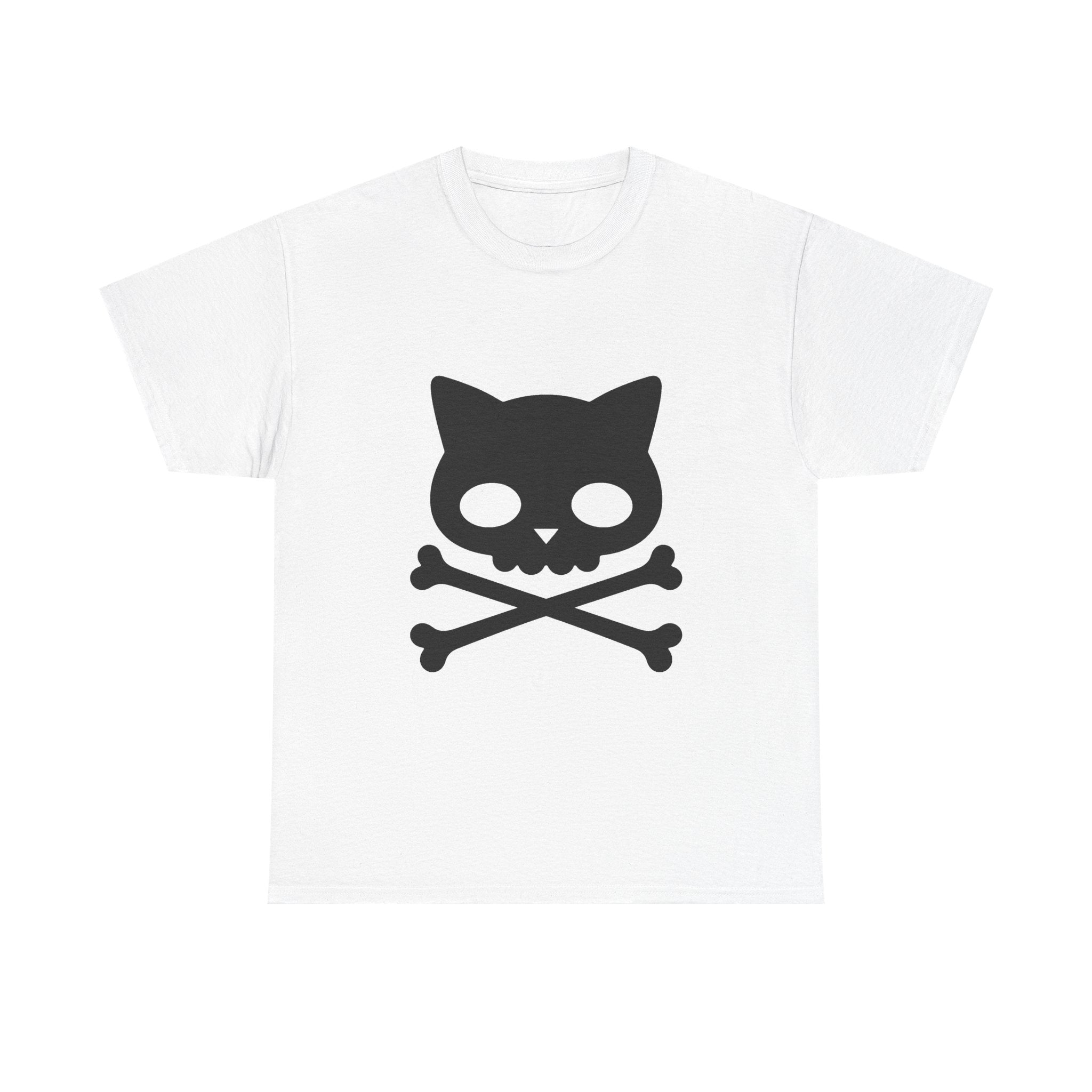 Cat Skull Crossbones Tee - 100% cotton