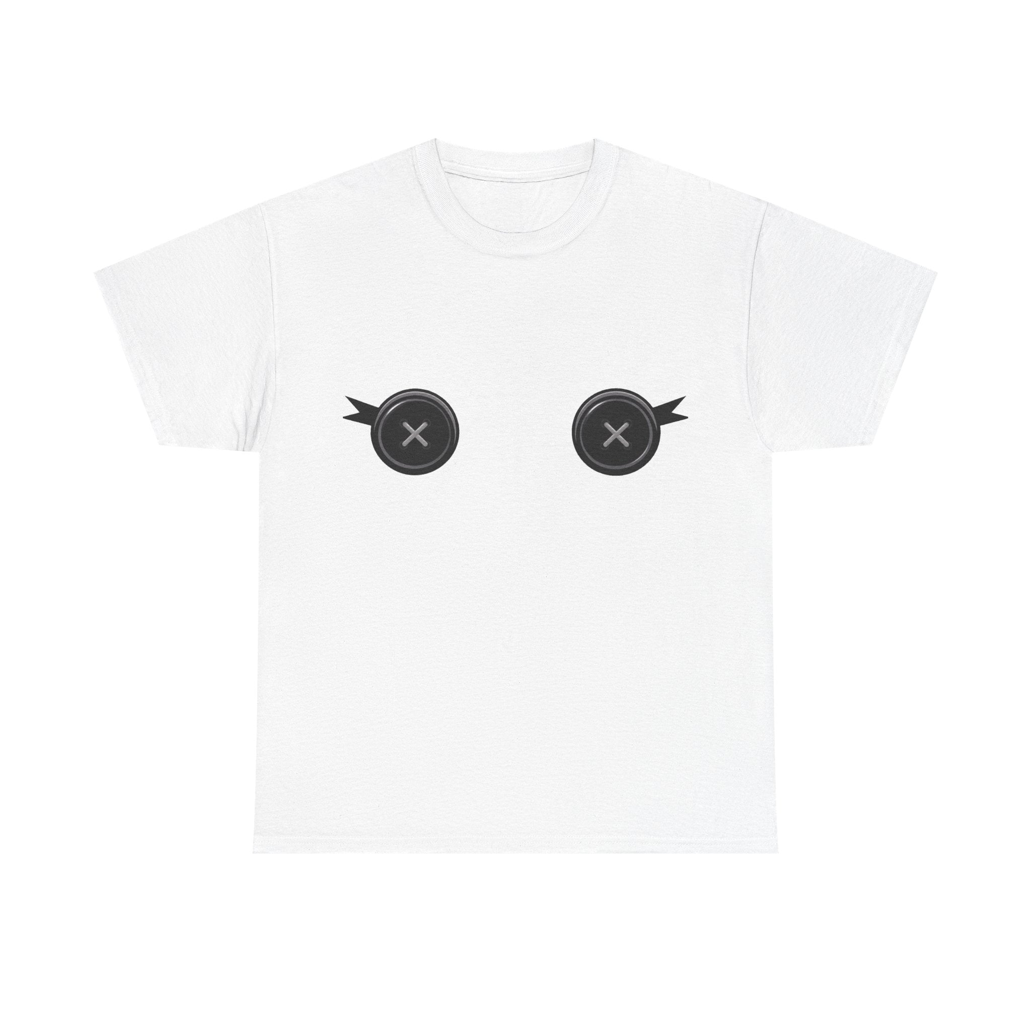 Button Eye Tee — Cute Doll Face Graphic T-Shirt
