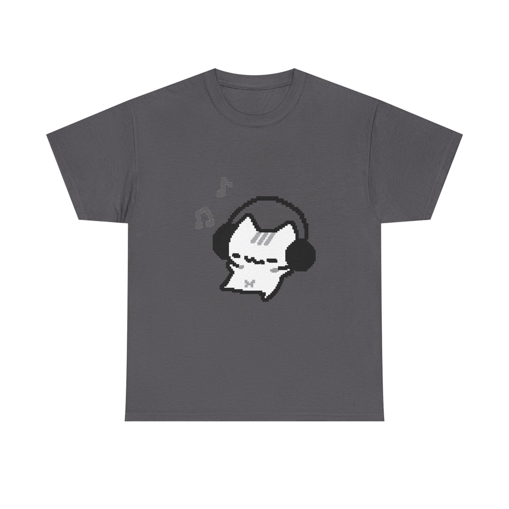 Cute Cat Pixel Headphone Tee - 100% cotton