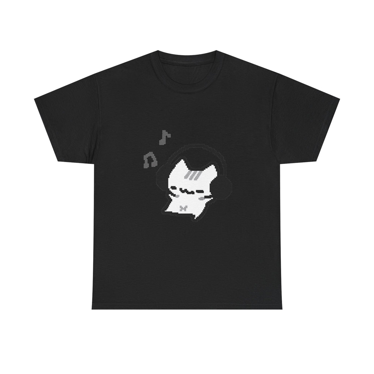 Cute Cat Pixel Headphone Tee - 100% cotton