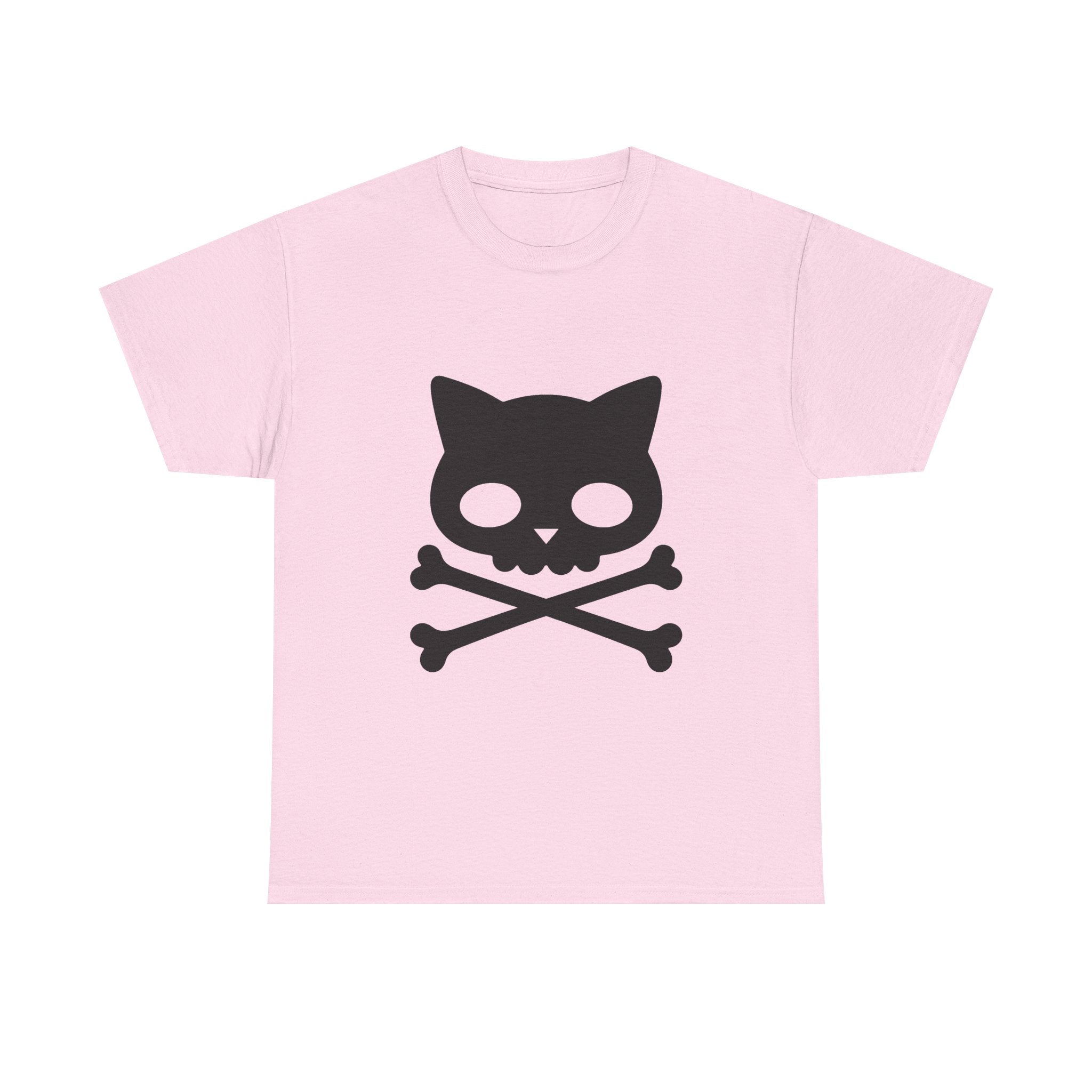 Cat Skull Crossbones Tee - 100% cotton