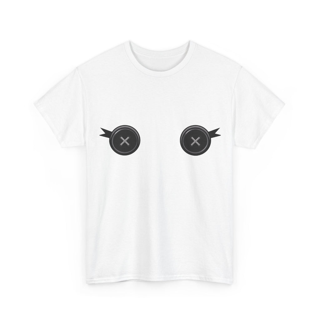Button Eye Tee — Cute Doll Face Graphic T-Shirt