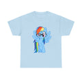 Rainbow Pony Graphic Tee — Cute Blue Pegasus with Glasses T-Shirt