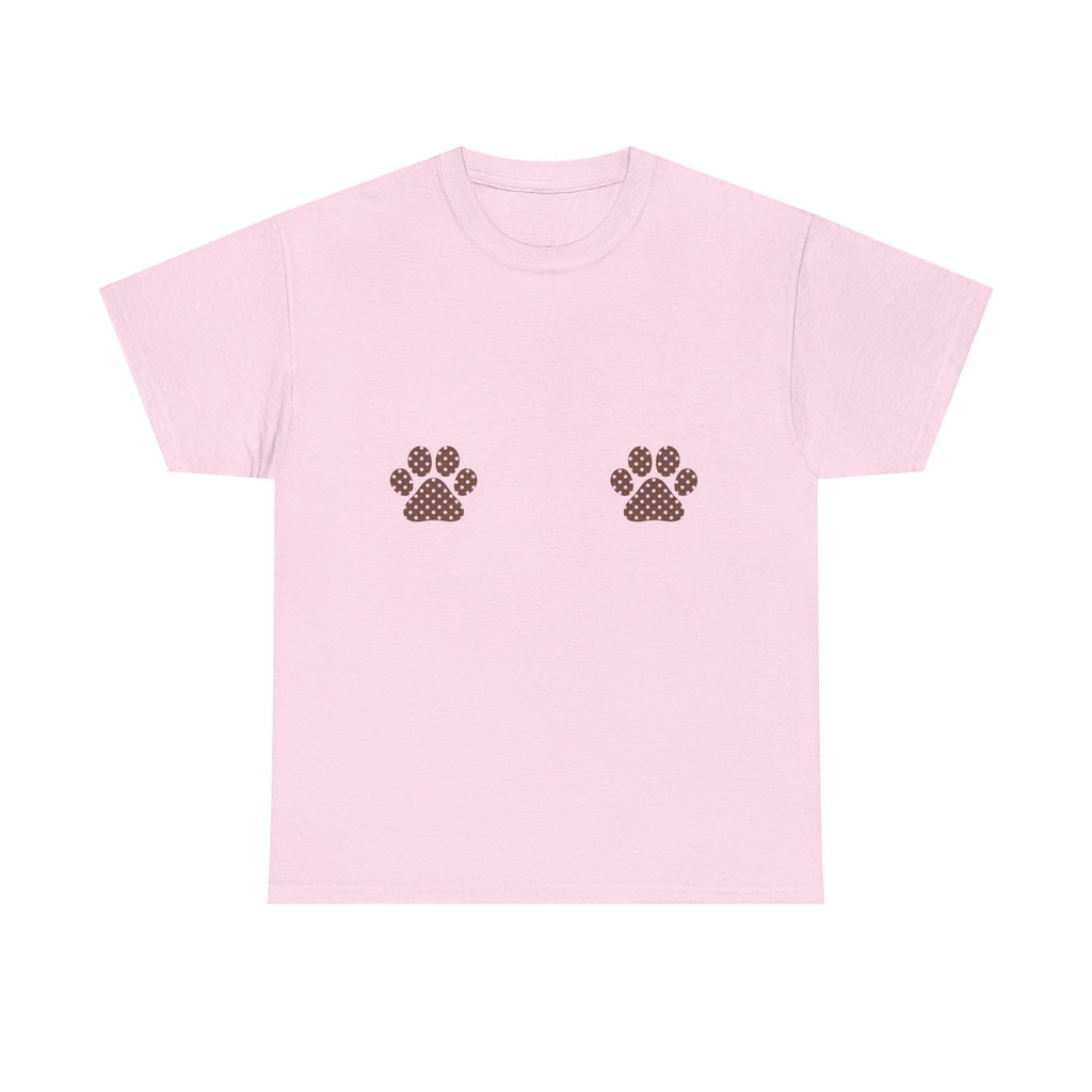 Paw Print polka dot chest tee — 100% cotton ;3