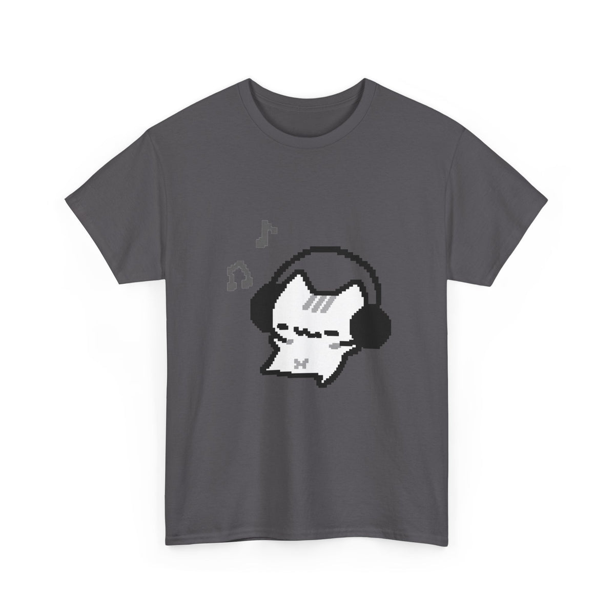 Cute Cat Pixel Headphone Tee - 100% cotton