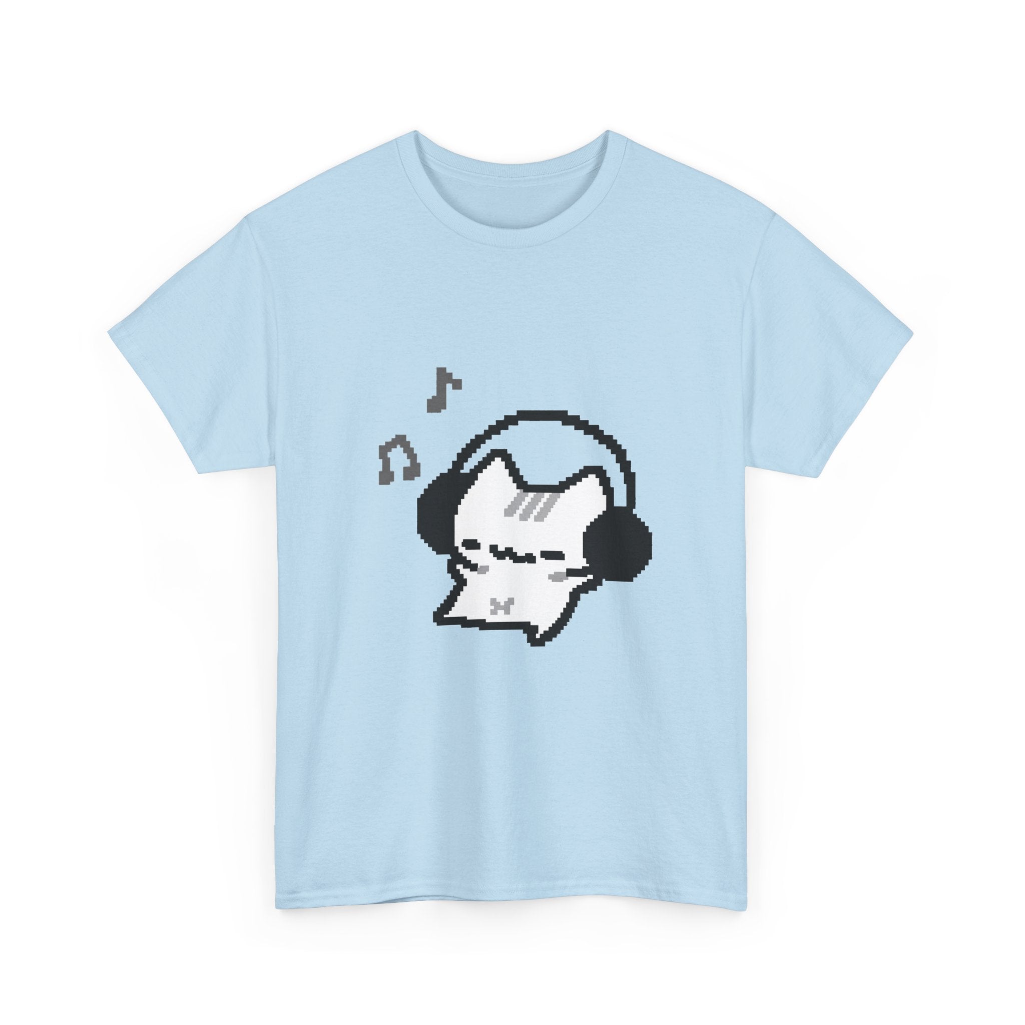 Cute Cat Pixel Headphone Tee - 100% cotton