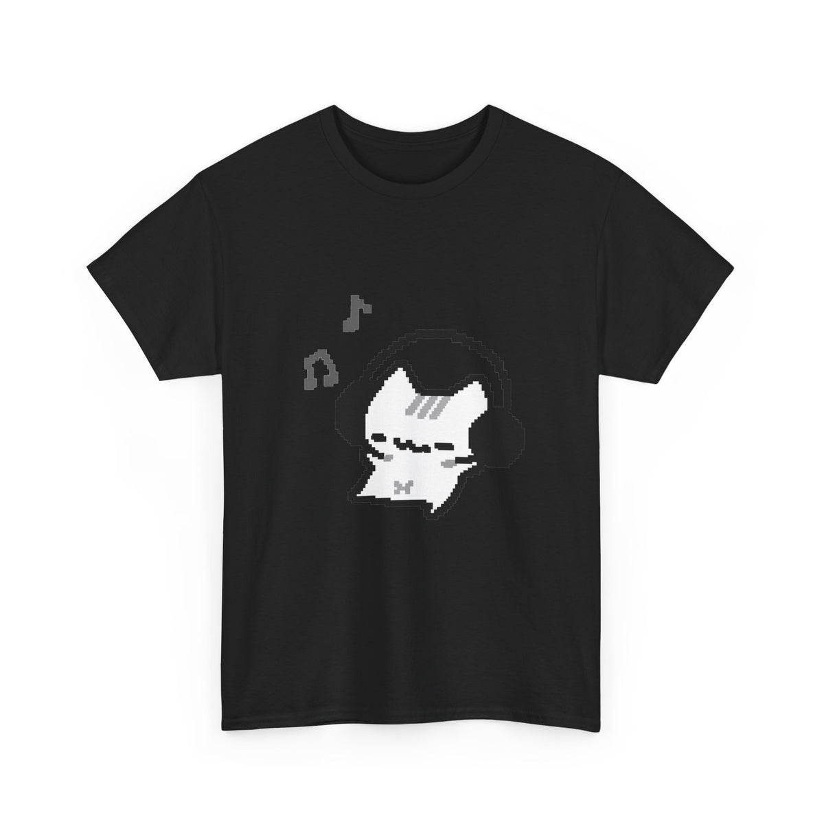 Cute Cat Pixel Headphone Tee - 100% cotton